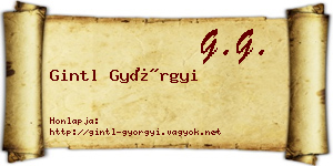Gintl Györgyi névjegykártya